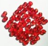 50 6mm Faceted Two Tone Light Topaz & Red Beads